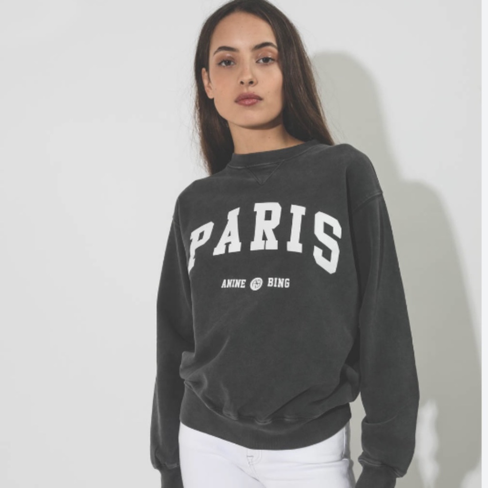 Anine Bing Ramona Sweatshirt University Paris- Washed Black xs